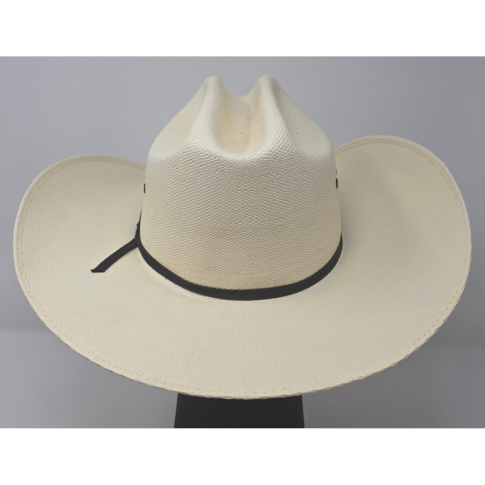Resistol Denison 7X Hard Straw Cowboy Hat 6 7/8 Leather Sweatband with Protector - Picture 3 of 14